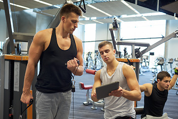 Image showing men exercising on gym machine