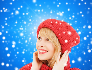 Image showing smiling young woman in winter clothes