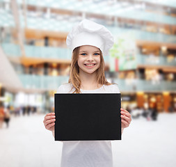 Image showing little cook or baker with blank black paper