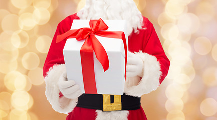 Image showing man in costume of santa claus with gift box