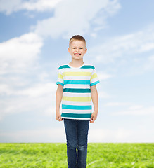 Image showing little boy in casual clothes with arms crossed