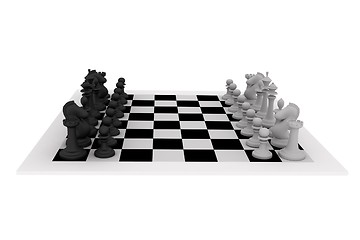 Image showing 3D image of black and white chess set