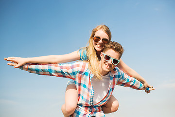 Image showing smiling couple having fun outdoors