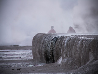 Image showing Tatio Geysers Misty Silhouettes