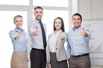 Image showing business team showing thumbs up in office