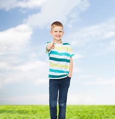 Image showing little boy in casual clothes with arms crossed