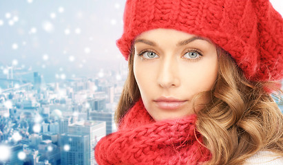 Image showing close up of young woman in winter clothes