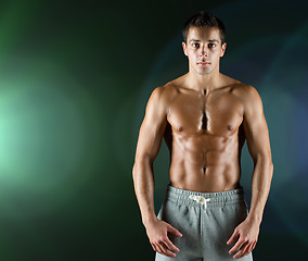 Image showing young male bodybuilder with bare muscular torso