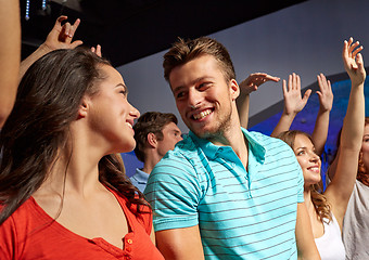 Image showing smiling friends at concert in club