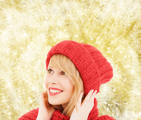 Image showing smiling young woman in winter clothes