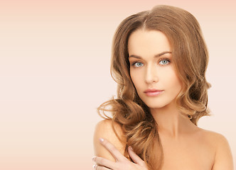 Image showing beautiful young woman with bare shoulders