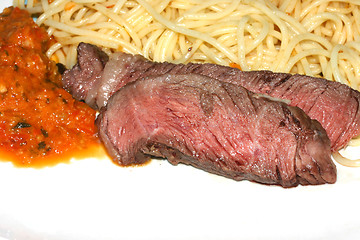 Image showing Pasta with roasted meat