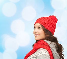 Image showing smiling young woman in winter clothes