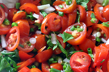 Image showing Salad with tomatoes, onions and parsley