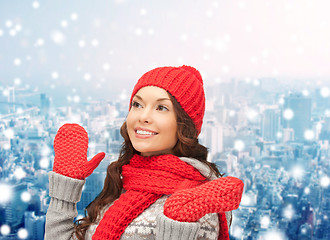 Image showing smiling young woman in winter clothes