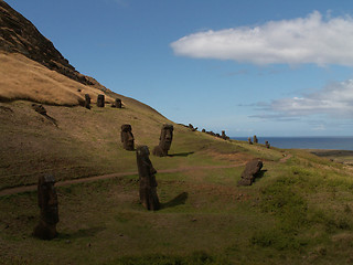 Image showing Scattered Moai