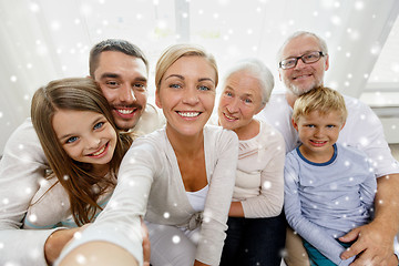 Image showing happy family taking selfie at home