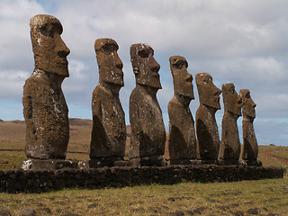 Image showing Row Of Moai