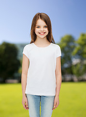 Image showing smiling little girl in white blank t-shirt