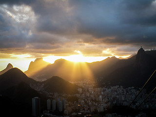 Image showing Rio De Janeiro Sunset Rays