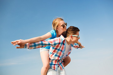 Image showing smiling couple having fun outdoors