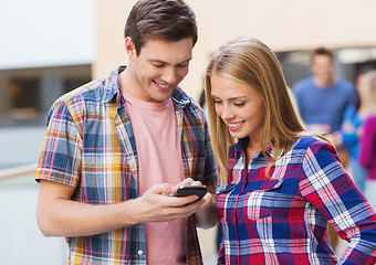 Image showing group of smiling students outdoors