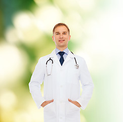 Image showing smiling male doctor with stethoscope