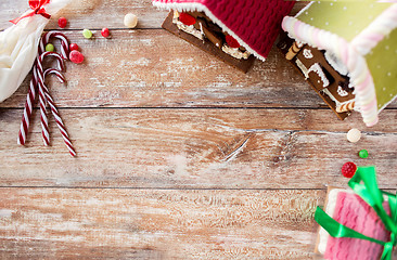 Image showing closeup of beautiful gingerbread houses at home