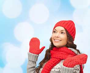 Image showing smiling young woman in winter clothes