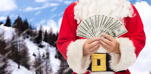 Image showing close up of santa claus with dollar money