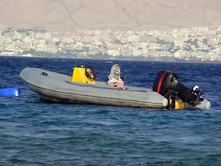 Image showing Photo of the motorboat in Red Sea