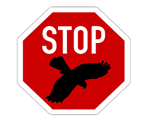 Image showing Stop sign for bird swoops