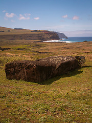 Image showing Fallen Moai Pointing To Coast