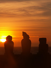 Image showing Easter Island Moai Sunset