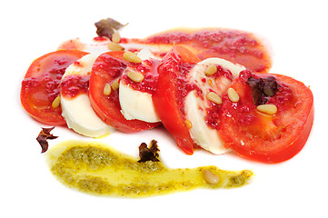 Image showing Caprese antipasto salad with mozarella cheese, tomatoes 