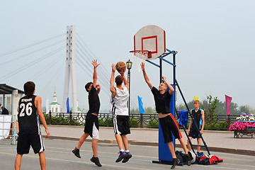 Image showing Street basketball at the foot bridge (The bridge of lovers) in T