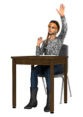 Image showing Teen Girl Raising Her Hand