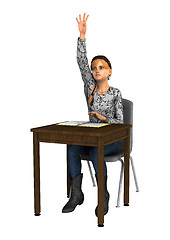 Image showing Teen Girl Raising Her Hand