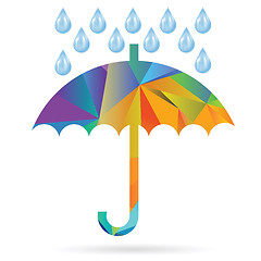 Image showing umbrella colored polygonal silhouette