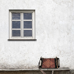 Image showing accordion on the bench