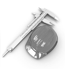 Image showing Vernier caliper and yellow hard hat 3d 