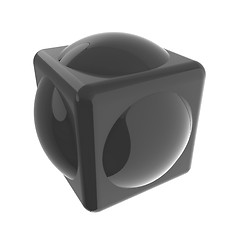 Image showing Sphere in a cube 3d design element