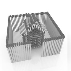 Image showing Log house from matches pattern