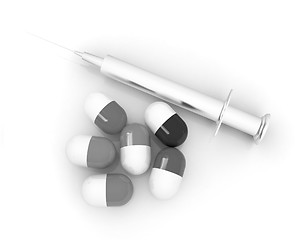 Image showing Pills and syringe 