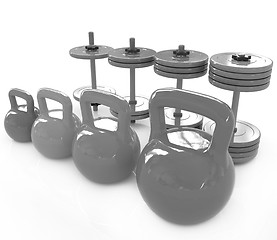 Image showing Colorful weights and dumbbells 