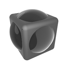 Image showing Sphere in a cube 3d design element