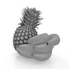 Image showing pineapple and bananas