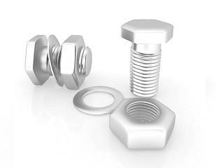 Image showing stainless steel bolts with a nuts and washers