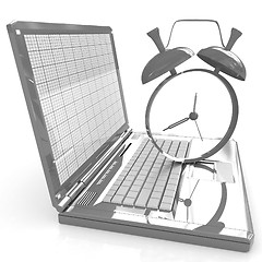 Image showing Notebook and clock 