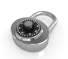 Image showing Illustration of security concept with gold locked combination pa